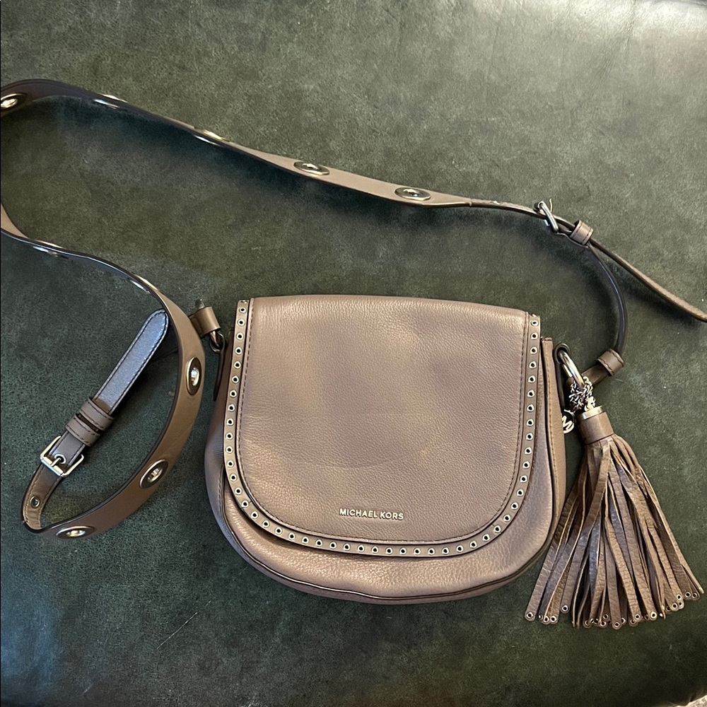 Michael Kors Taupe/Grey Leather Crossbody Bag